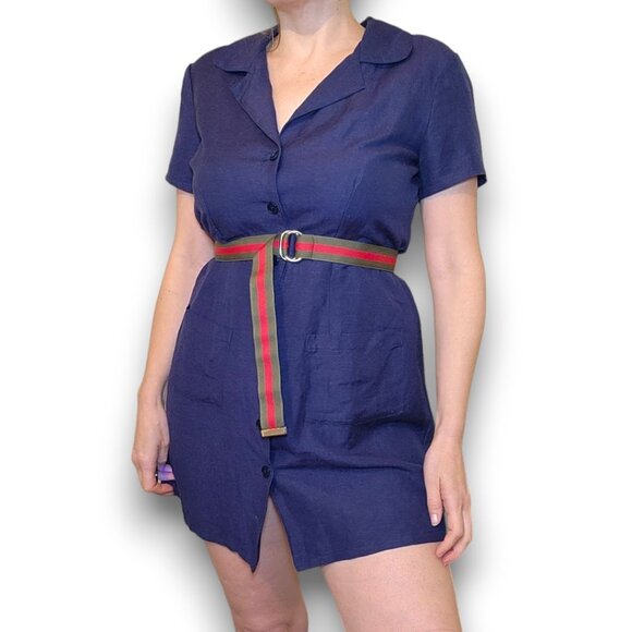 REFORMATION Navy Blue Button Front Shirt Dress - Picture 1 of 10